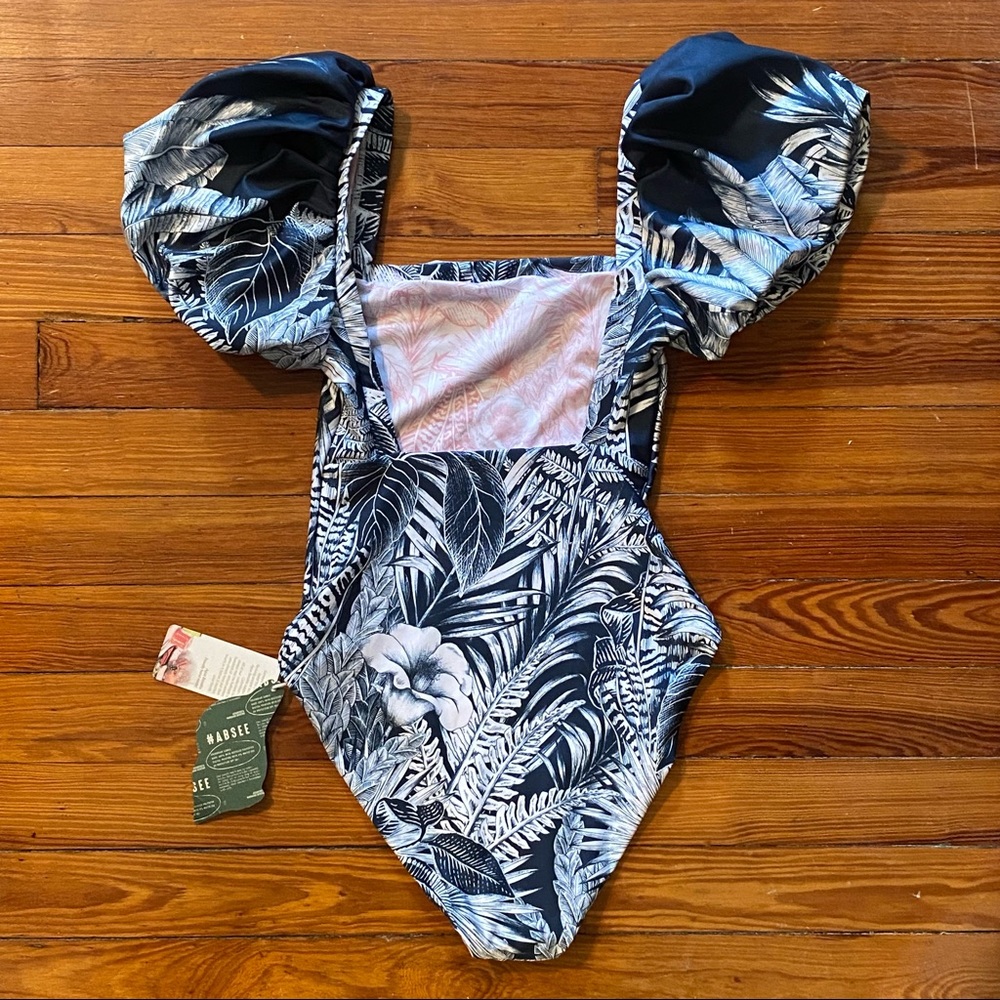 Anthropologie Agua Bendita Palma Puff-Sleeved One-Piece Swimsuit NWT - Picture 6 of 7